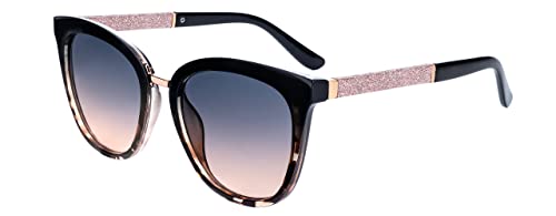 SQUAD Sonnenbrille Für Damen, Brille Frauen Quadratisch Blaue Rosa Erniedrigt mit rosa Glitzer von SQUAD