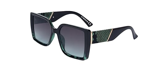 SQUAD Sonnenbrille Feminin Quadratisch mit Schlangenleder-Print, Flache Montage, 100% CE-UV-Schutz, Inklusive Brillenetui von SQUAD