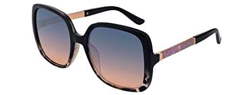 SQUAD Sonnenbrille Für Damen Quadratisch Größe Groß Fashion mit rosa Glitzer 100% uv400-schutz von SQUAD