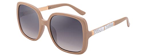 SQUAD Sonnenbrille Für Damen Quadratisch Größe Groß Fashion silberner Glitzer 100% uv400-schutz von SQUAD