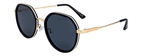 SQUAD Sonnenbrille Für Damen Retro Rund Metall Größe Klein Mit Brillenetui 100% uv400-schutz von SQUAD