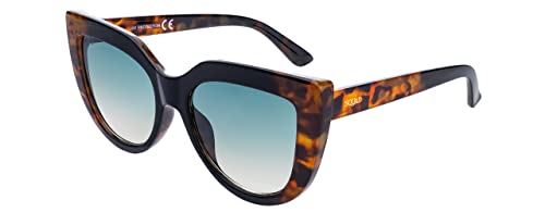 SQUAD Sonnenbrille für Damen, Katzenaugen, klassisch, Vintage-Fashion, Pasta, bequem, 100% UV400 Schutz, A6964 Bedruckt Havanna Braun. Grün von SQUAD