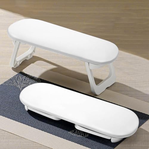 SQUADO Handauflage für Nägel, Handablage für Nägel aus PU-Leder mit klappbarem Ständer, Kosmetik-Kissen, rutschfestes Nagelkissen für Nail Art, Weiß von SQUADO