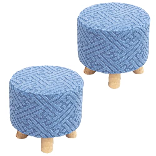 Quadratbankabdeckung und runde Bankabdeckung Fußhocker Fußhocker mit Gummiband, kleines Musterdesign (Matcha, Beige, hellpurpur, hellgrau, himmelblau, dunkelgrau) Dark gray Round stool cover2pcs von SQYDFDC