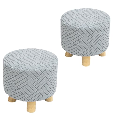 Quadratbankabdeckung und runde Bankabdeckung Fußhocker Fußhocker mit Gummiband, kleines Musterdesign (Matcha, Beige, hellpurpur, hellgrau, himmelblau, dunkelgrau) Dark gray Square bench cover2pcs von SQYDFDC