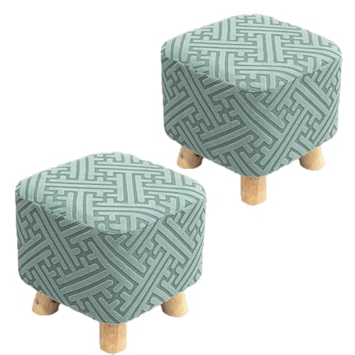 Quadratbankabdeckung und runde Bankabdeckung Fußhocker Fußhocker mit Gummiband, kleines Musterdesign (Matcha, Beige, hellpurpur, hellgrau, himmelblau, dunkelgrau) Light gray Round stool cover2pcs von SQYDFDC