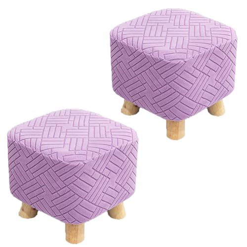 Quadratbankabdeckung und runde Bankabdeckung Fußhocker Fußhocker mit Gummiband, kleines Musterdesign (Matcha, Beige, hellpurpur, hellgrau, himmelblau, dunkelgrau) Light purple Square bench cover2pcs von SQYDFDC