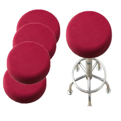 SQYDFDC Barhocker-Bezug, runder Hocker-Bezug mit Gummiband, Barhocker-Sitzbezug, waschbarer Hocker-Kissenbezug aus dehnbarem, dickem Stoff, 30,5–36,8 cm Durchmesser Burgundy 2Stk von SQYDFDC
