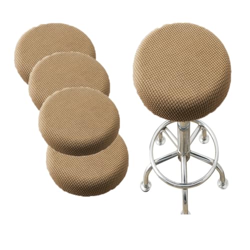SQYDFDC Barhocker-Bezug, runder Hocker-Bezug mit Gummiband, Barhocker-Sitzbezug, waschbarer Hocker-Kissenbezug aus dehnbarem, dickem Stoff, 30,5–36,8 cm Durchmesser Light Brown 10 Stück von SQYDFDC