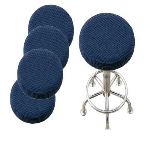 SQYDFDC Barhocker-Bezug, runder Hocker-Bezug mit Gummiband, Barhocker-Sitzbezug, waschbarer Hocker-Kissenbezug aus dehnbarem, dickem Stoff, 30,5–36,8 cm Durchmesser Navy Blue 6Stk von SQYDFDC