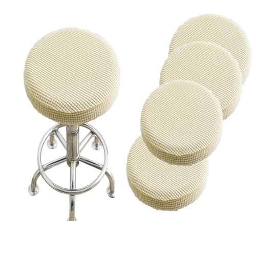 SQYDFDC Barhocker-Bezug, runder Hocker-Bezug mit Gummiband, Barhocker-Sitzbezug, waschbarer Hocker-Kissenbezug aus dehnbarem, dickem Stoff, 30,5–36,8 cm Durchmesser beige 5Stk von SQYDFDC