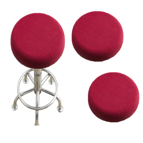SQYDFDC Hockerbezug, runder Barhockerbezug mit Gummiband, vollständig gestrickt, weich und elastisch, geeignet für 12-14-Zoll-Rundformen Burgundy 3Stk von SQYDFDC