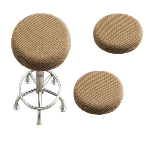 SQYDFDC Hockerbezug, runder Barhockerbezug mit Gummiband, vollständig gestrickt, weich und elastisch, geeignet für 12-14-Zoll-Rundformen Light Brown 3Stk von SQYDFDC