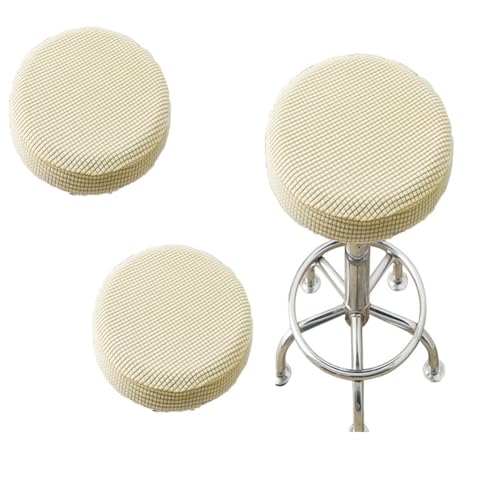 SQYDFDC Hockerbezug, runder Barhockerbezug mit Gummiband, vollständig gestrickt, weich und elastisch, geeignet für 12-14-Zoll-Rundformen beige 5Stk von SQYDFDC