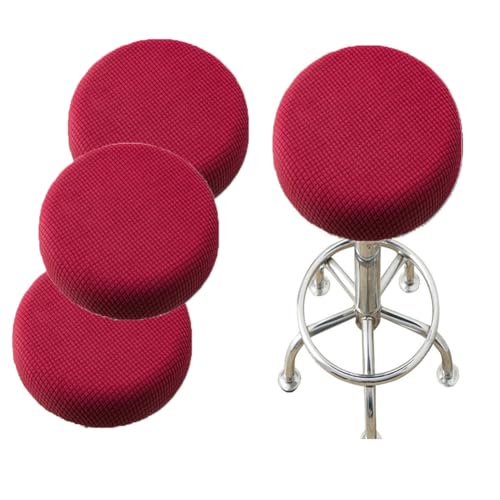 SQYDFDC Runder Hockerbezug mit Gummiband, Barhocker-Sitzbezug, waschbarer Hocker-Kissenbezug aus dehnbarem, dickem Stretchstoff, 30,5–35,6 cm Durchmesser, Burgundy 4Stk von SQYDFDC