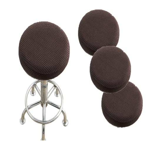 SQYDFDC Runder Hockerbezug mit Gummiband, Barhocker-Sitzbezug, waschbarer Hocker-Kissenbezug aus dehnbarem, dickem Stretchstoff, 30,5–35,6 cm Durchmesser, Dark Brown 5Stk von SQYDFDC