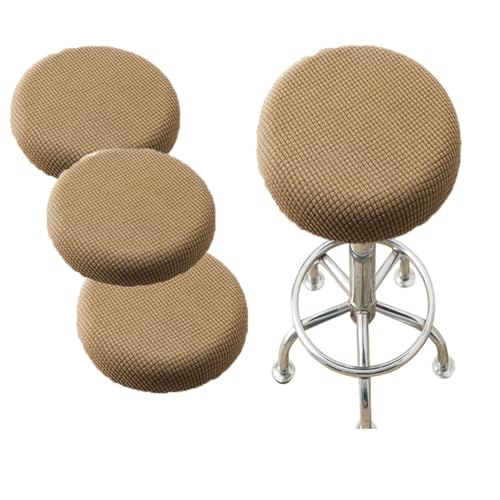 SQYDFDC Runder Hockerbezug mit Gummiband, Barhocker-Sitzbezug, waschbarer Hocker-Kissenbezug aus dehnbarem, dickem Stretchstoff, 30,5–35,6 cm Durchmesser, Light Brown 5Stk von SQYDFDC