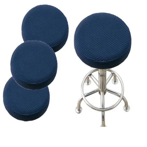 SQYDFDC Runder Hockerbezug mit Gummiband, Barhocker-Sitzbezug, waschbarer Hocker-Kissenbezug aus dehnbarem, dickem Stretchstoff, 30,5–35,6 cm Durchmesser, Navy Blue 4Stk von SQYDFDC