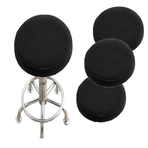 SQYDFDC Runder Hockerbezug mit Gummiband, Barhocker-Sitzbezug, waschbarer Hocker-Kissenbezug aus dehnbarem, dickem Stretchstoff, 30,5–35,6 cm Durchmesser, Schwarz 2Stk von SQYDFDC