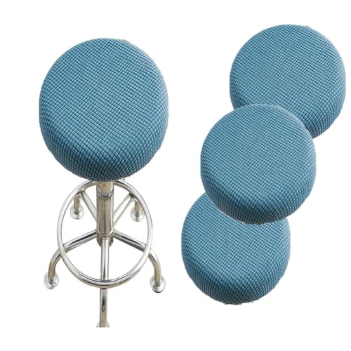 SQYDFDC Runder Hockerbezug mit Gummiband, Barhocker-Sitzbezug, waschbarer Hocker-Kissenbezug aus dehnbarem, dickem Stretchstoff, 30,5–35,6 cm Durchmesser, West Lake Blue 5Stk von SQYDFDC
