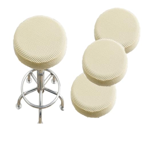 SQYDFDC Runder Hockerbezug mit Gummiband, Barhocker-Sitzbezug, waschbarer Hocker-Kissenbezug aus dehnbarem, dickem Stretchstoff, 30,5–35,6 cm Durchmesser, beige 2Stk von SQYDFDC