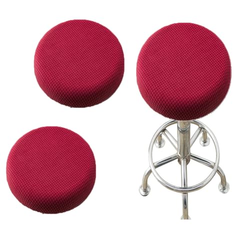 SQYDFDC Stuhlabdeckung, runde Stangenhockerabdeckung mit Gummiband, vollständig gestrickt, weich und elastisch, für 12-14 Zoll runde Form geeignet Burgundy 2Stk von SQYDFDC