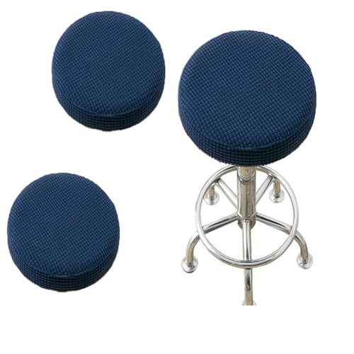 SQYDFDC Stuhlabdeckung, runde Stangenhockerabdeckung mit Gummiband, vollständig gestrickt, weich und elastisch, für 12-14 Zoll runde Form geeignet Navy Blue 2Stk von SQYDFDC