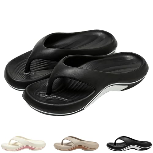 2025 New Arch Support Flip Flops for Women Men Plantar Fasciitis Orthopedic Sandals Unisex Pillow Summer Beach Slides Non-slip Couple Shoes (Black,44-45) von SQYZRZ