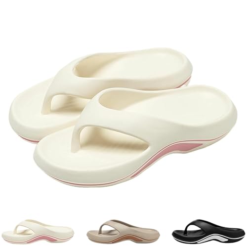 2025 New Arch Support Flip Flops for Women Men Plantar Fasciitis Orthopedic Sandals Unisex Pillow Summer Beach Slides Non-slip Couple Shoes (White,40-41) von SQYZRZ