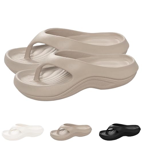 2025 New Pillow Flip Flops with Arch Support for Women Plantar Fasciitis Orthopedic Sandals Walking Platform Flipflops Pillow Soft Beach Shoes (Gray,5.5-6.5) von SQYZRZ