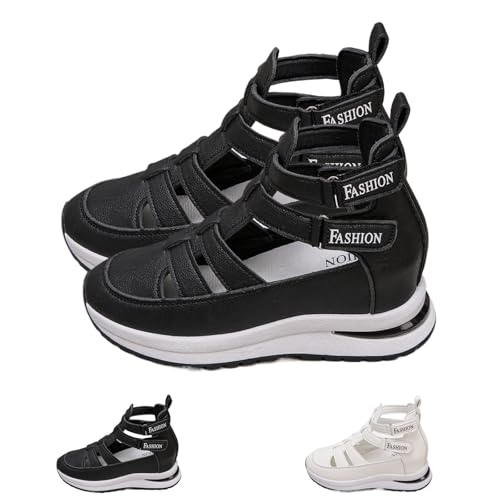 2025 New Side Adjustable Hook and Loop Comfortable Wedge Sandals, Women's Hollow Out Breathable Platform Wedge Sandals Sneakers (Black,35) von SQYZRZ