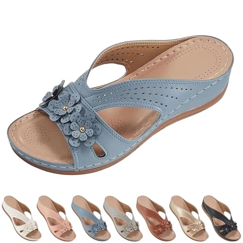 2025 New Summer Sandals for Women Slip On Dressy Summer Comfortable Slides Sandals Lightweight Memory Foam Platform Shoes (Blue,39) von SQYZRZ