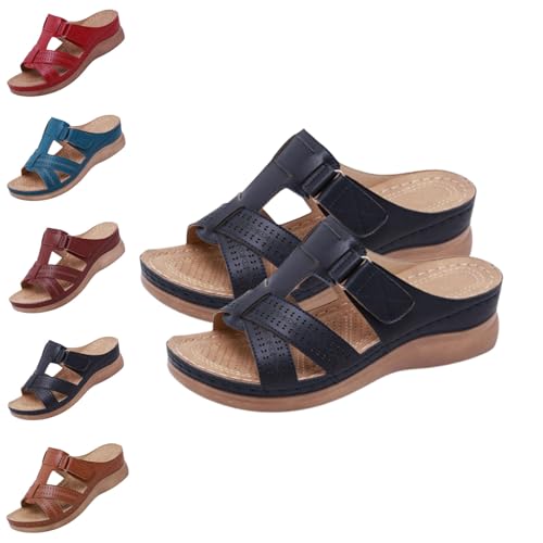 2025 New Summer Walking Plantar Fasciitis Sandals with Arch Support Adjustable Straps Orthopedic Sandals (Black,40) von SQYZRZ