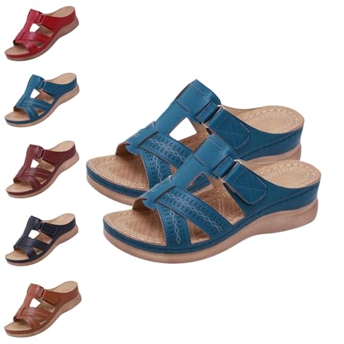 2025 New Summer Walking Plantar Fasciitis Sandals with Arch Support Adjustable Straps Orthopedic Sandals (Blue,41) von SQYZRZ