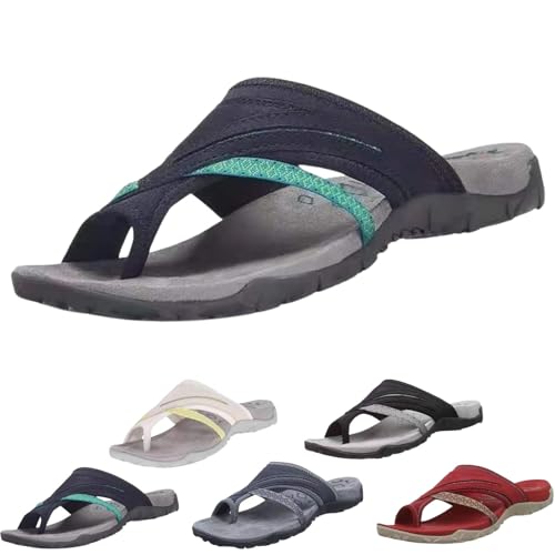 Women's Comfy Orthopedic Platform Sandals with Arch Support Flip Flops, Plantar Fasciitis Sandals with Toe Ring Loop (Blue,41) von SQYZRZ
