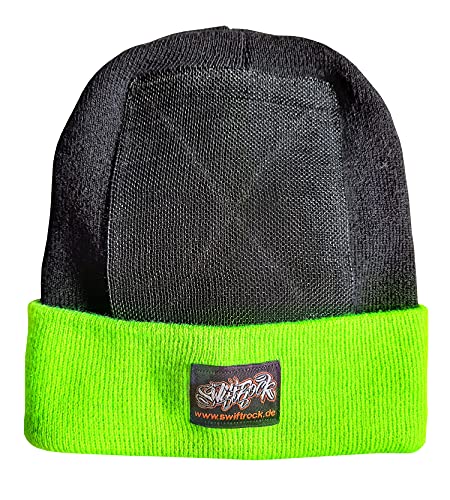 Swift Rock Two Tone Breakdance Headspin Beanie Schwarz - Hellgrün/Black - Lime von SR Rocking Gear