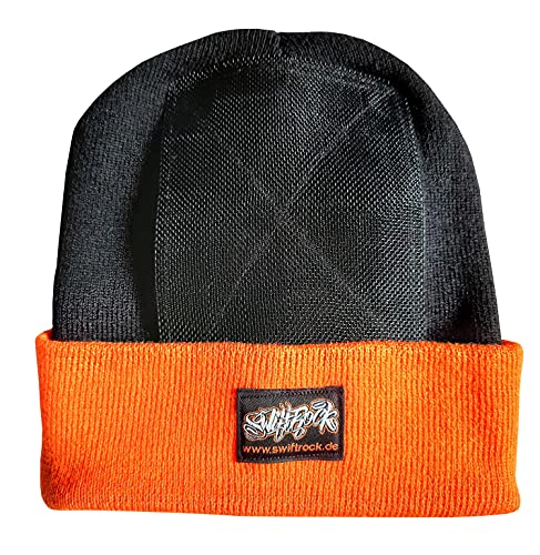 Swift Rock Two Tone Breakdance Headspin Beanie Schwarz - Orange/Black - Orange von SR Rocking Gear