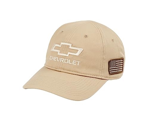Chevy Bowtie Tactical Hat mit USA-Flagge Patch - Schwarze Kappe mit Schnallenverschluss für Chevrolet, Hellbraun, Einheitsgröße von SR1 Performance