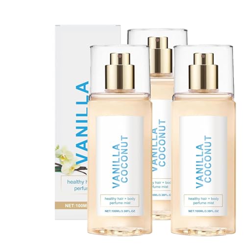 Vanille-Kokos Parfum für Haar & Körper, 100ml - Leichter Duft mit Jojobaöl, pflegend & hydratisierend, langanhaltend & nicht klebend, für Damen (100ml, 3 PCS) von SRBIRD