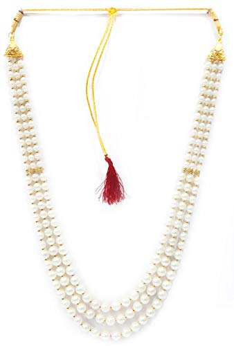 SRC Creations Perlenkette Schmuck für Bräutigam Dulha Moti Mala Haar für Herren, Medium, Kunststoff, Kristall von SRC Creations