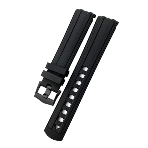 SRDRK 20 mm 21 mm neues Fluor-Silikon-Gummi-Uhrenarmband für Omega Seamaster Diver 300, schwarz-blaues weiches Uhrenarmband(Black black,21mm) von SRDRK