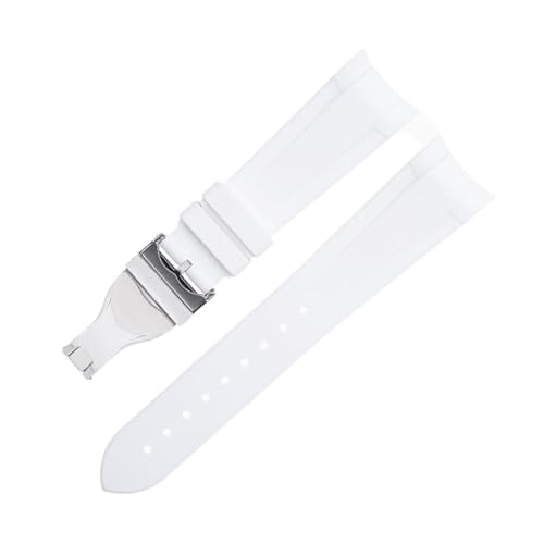 SRDRK 22 mm Fluorkautschuk-Spezialuhrenarmband, spezielles 41 mm-Zifferblatt für Tudor Strap Bay GMT-Armband mit gebogener Endfaltschließe(White 3) von SRDRK