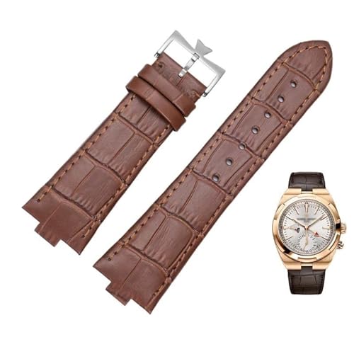 SRDRK Echtes Lederarmband für Vacheron Constantin OVERSEAS Serie 4500V 5500V P47040 Edelstahlschnalle Herrenuhrenarmband 25-8mm(Brown-silver) von SRDRK