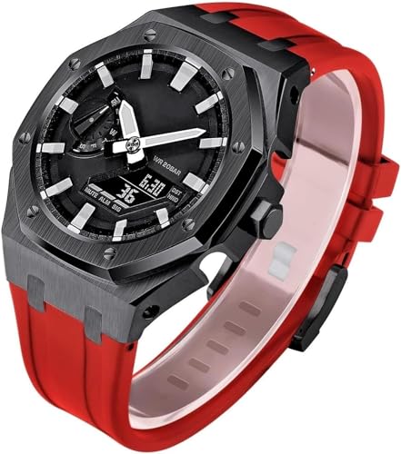 SRDRK Gen 5 Edelstahl-Metall-Uhrengehäuse + Fluorkautschuk-Band, Mod-Kit, für GA2100/2110 GM2100 Uhren-Nachrüst-Set, Lünetten-Umrüstsatz, für Herren und Damen, GA2100 Uhren zum Selbermachen, GA2100 von SRDRK