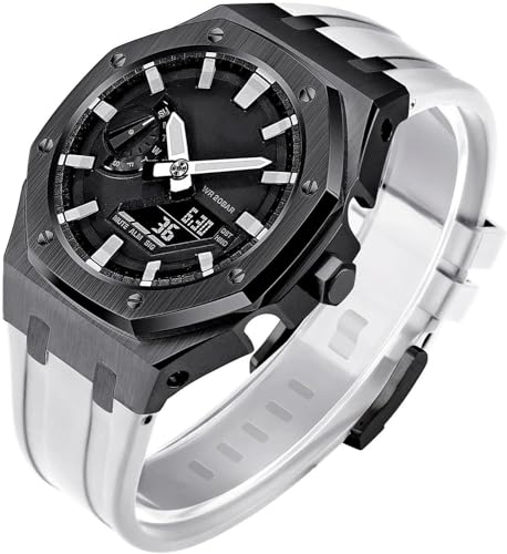 SRDRK Gen 5 Edelstahl-Metall-Uhrengehäuse + Fluorkautschuk-Band, Mod-Kit, für GA2100/2110 GM2100 Uhren-Nachrüst-Set, Lünetten-Umrüstsatz, für Herren und Damen, GA2100 Uhren zum Selbermachen, GA2100 von SRDRK