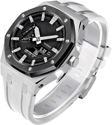 SRDRK Gen 5 Edelstahl-Metall-Uhrengehäuse + Fluorkautschuk-Band, Mod-Kit, für GA2100/2110 GM2100 Uhren-Nachrüst-Set, Lünetten-Umrüstsatz, für Herren und Damen, GA2100 Uhren zum Selbermachen, GM2100 von SRDRK