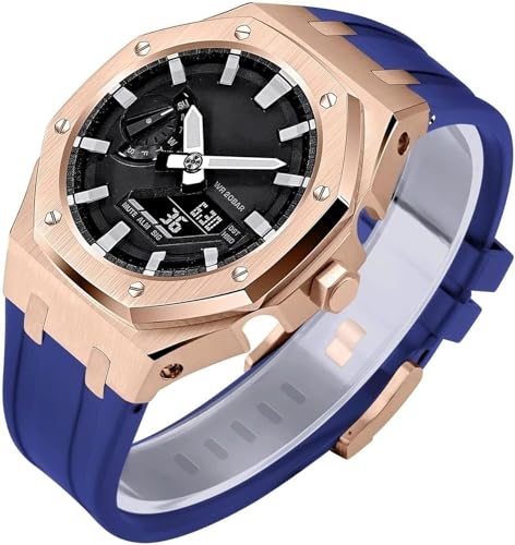 SRDRK Gen 5 Edelstahl-Metall-Uhrengehäuse + Fluorkautschuk-Band, Mod-Kit, für GA2100/2110 GM2100 Uhren-Nachrüst-Set, Lünetten-Umrüstsatz, für Herren und Damen, GA2100 Uhren zum Selbermachen, GA2100 von SRDRK