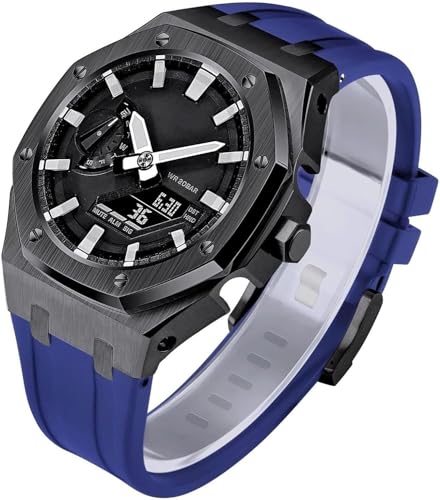 SRDRK Gen 5 Edelstahl-Metall-Uhrengehäuse + Fluorkautschuk-Band, Mod-Kit, für GA2100/2110 GM2100 Uhren-Nachrüst-Set, Lünetten-Umrüstsatz, für Herren und Damen, GA2100 Uhren zum Selbermachen, GM2100 von SRDRK