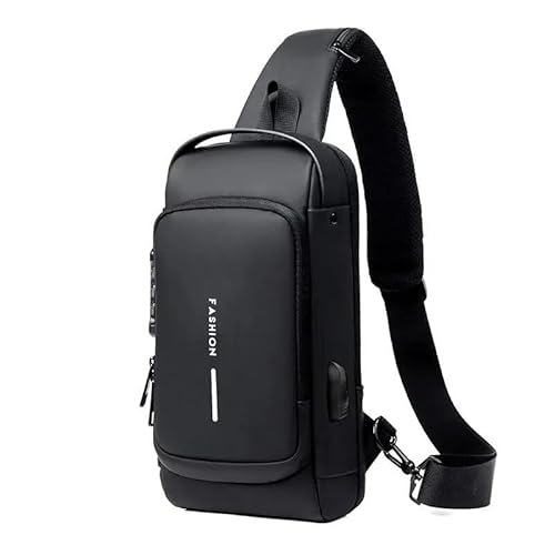 SRDRK Herren Crossbody Tasche PU Leder Klassische Anti-Diebstahl Umhängetasche Brusttasche Multifunktional für Männer, Schwarz , Einheitsgröße von SRDRK