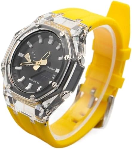 SRDRK Transparentes Modifikationsset für GA2100 GA2110 PC-Gehäuse, für GAB2100 2110 Gummi-Uhrenarmbandabdeckung, Ersatzzubehör, Einheitsgröße von SRDRK